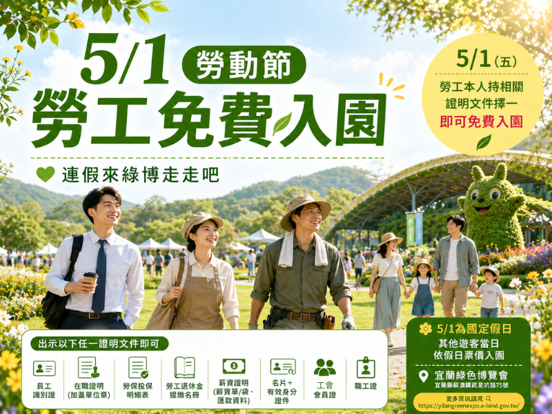 五一勞動節｜勞工免費入園